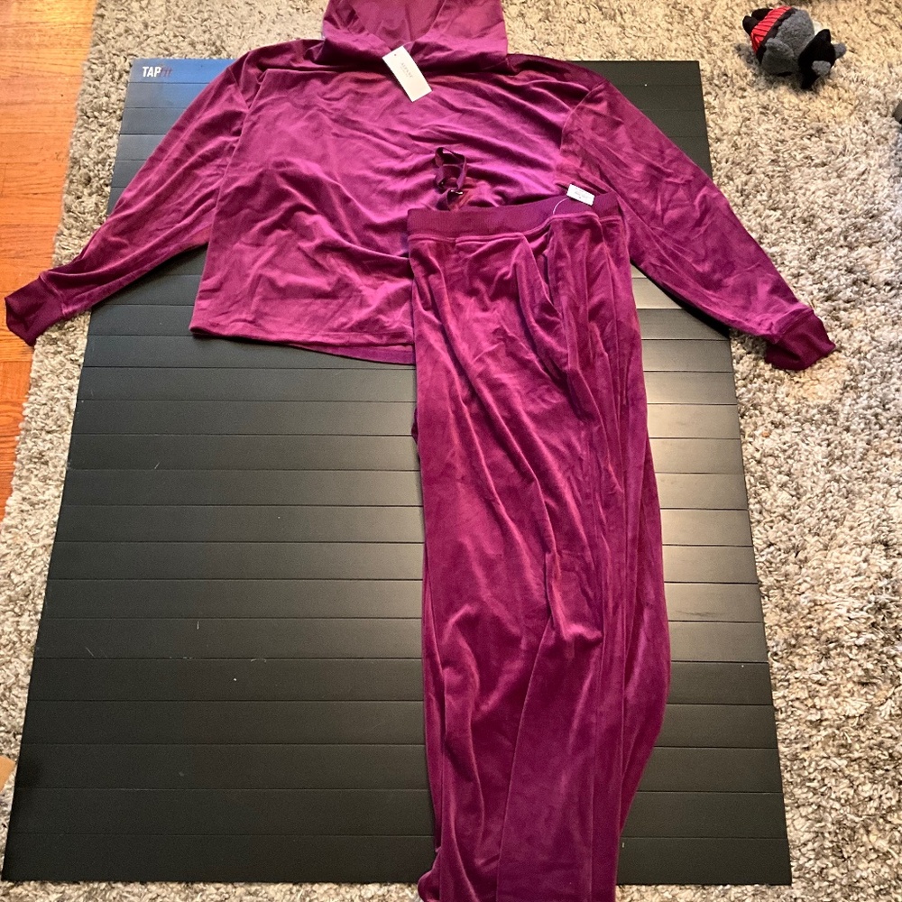 Alfani Velour Hoodie & Pants Pajamas